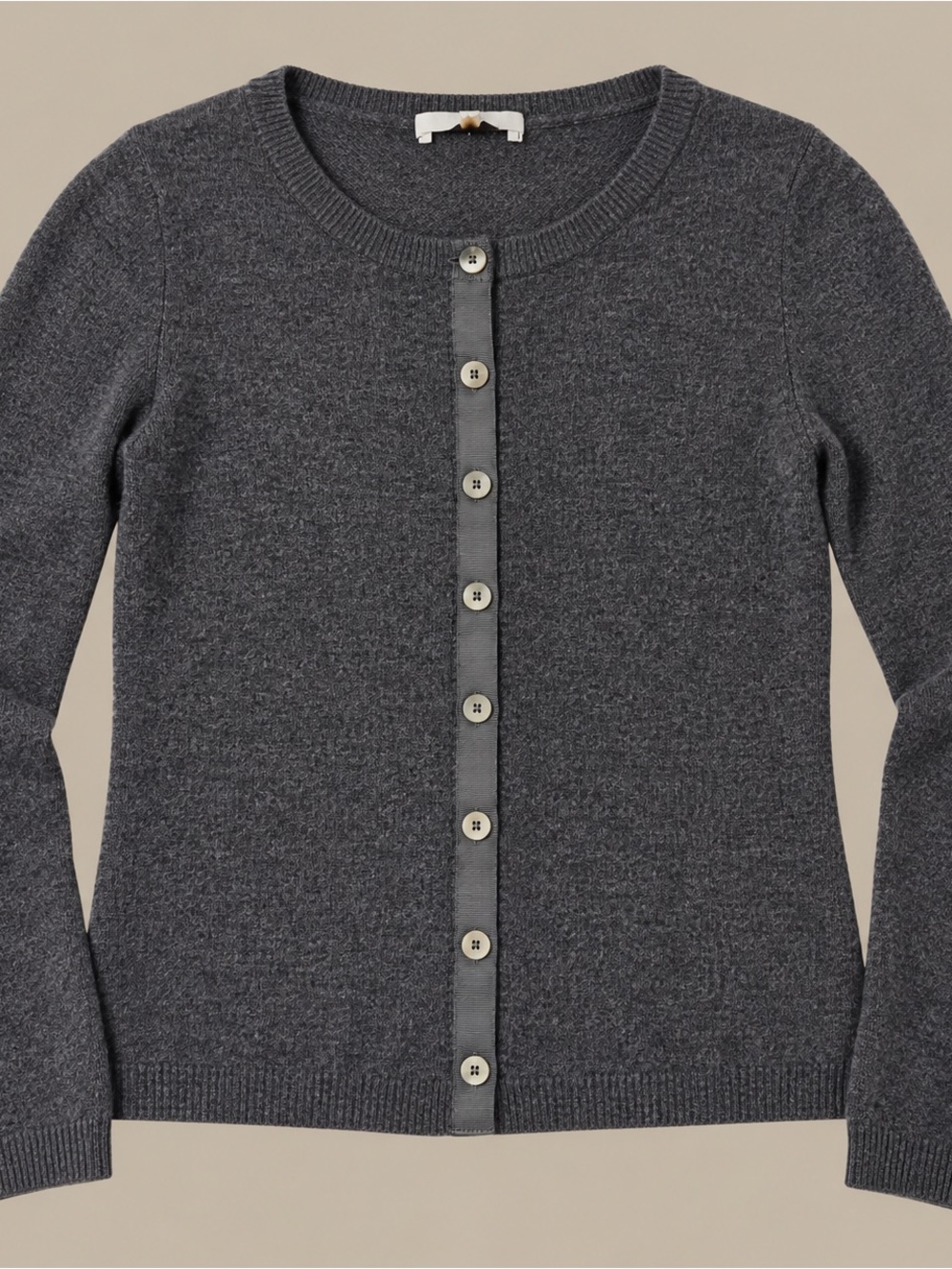 Qi Charcoal Gray Button-Front 100% cashmere Cardigan